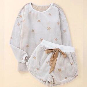 Cozy Pajama Set - Beige and White